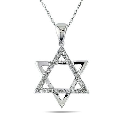Belk & Co 1/10 Ct. T.w. Diamond Star Of David Pendant With Chain In 10K White Gold