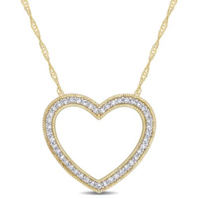 Belk & Co 1/4 Ct. T.w. Diamond Heart Necklace In 14K Yellow Gold