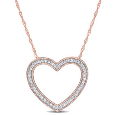 Belk & Co 1/4 Ct. T.w. Diamond Heart Necklace In 14K Rose Gold