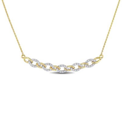 Belk & Co 1/6 Ct. T.w. Diamond Oval Link Necklace In 10K Yellow Gold
