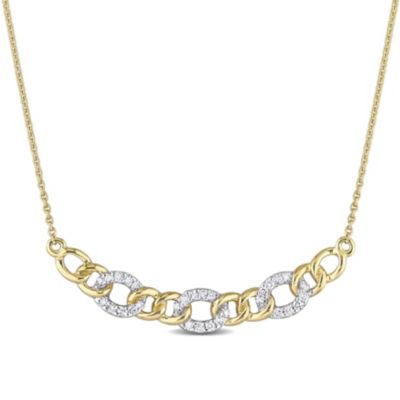 Belk & Co 1/10 Ct. T.w. Diamond Oval Link Necklace In 10K Yellow Gold