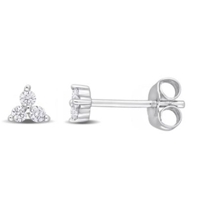 Belk & Co 1/10 Ct. T.w. Diamond Floral Stud Earrings In 10K White Gold