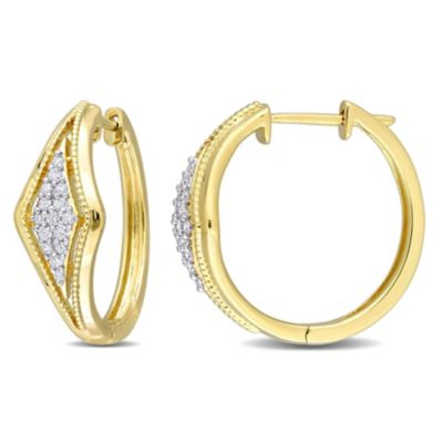Belk & Co 1/5 Ct. T.w. Diamond Pave Hoop Earrings In 10K Yellow Gold