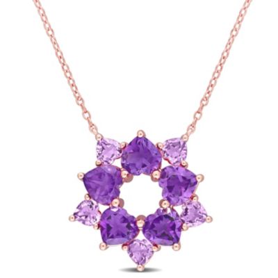 Belk & Co 4.75 Ct. T.g.w. Amethyst And Amethyst-Africa Floral Pendant With Chain In Rose Plated Sterling Silver