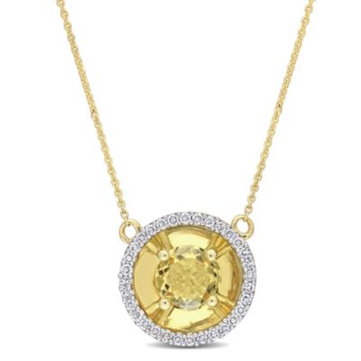 Belk & Co 3/4 Ct. T.g.w. Citrine And 1/6 Ct. T.w. Diamond Margarita Style Pendant With Chain In 10K Yellow Gold