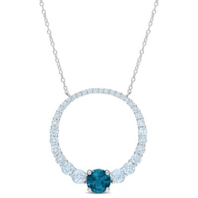 Belk & Co 3.89 Ct. T.g.w. Sky Blue And London Blue Topaz Graduated Open Circle Pendant With Chain In Sterling Silver