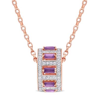 Belk & Co 2.14 Ct. T.g.w. African Amethyst & White Topaz Pendant With Chain In Rose Plated Sterling Silver
