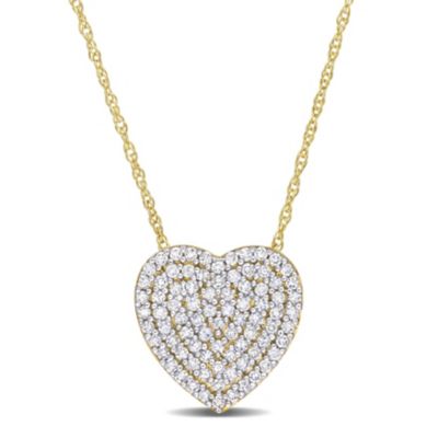 Belk & Co 1/4 Ct. T.w. Diamond Heart Pendant With Chain In 10K Yellow Gold