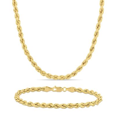 Belk & Co 2-Pcs Set Of Rope Chain Necklace And Bracelet In 10K Yellow Gold