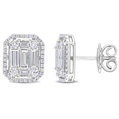 Belk & Co 1 3/4 Ct. T.w. Diamond Cluster Design Stud Earrings In 14K White Gold