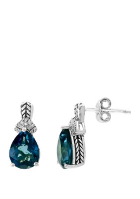Effy London Blue 1/10 Ct. T.w. Diamond Earrings In Sterling Silver