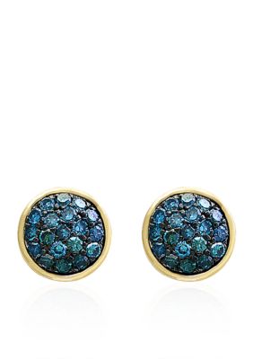 Effy® 0.28 ct. t.w. Blue Diamond Stud Earrings in 14k Yellow Gold with ...