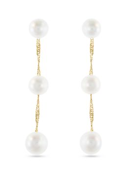 Effy® Freshwater Pearls Linear Drop Earrings in 14K Yellow Gold | belk