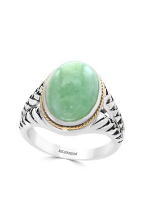 Effy Sterling Silver 18K Yellow Gold Oval Jade Ring