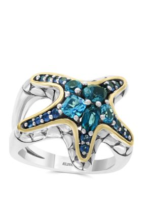 Effy Blue Topaz, London Blue, Sapphire Ring In Sterling Silver And 18K Yellow Gold