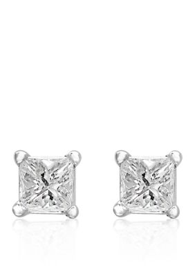 Effy 1/6 Ct. T.w. Diamond Princess Cut Studs In 14K White Gold