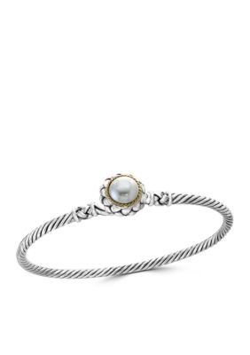 Effy Fresh Water Pearl Bangle Bracelet In Sterling Silver And 18K Yellow Gold