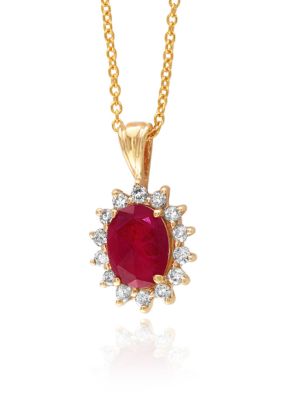 Effy® Oval Ruby & Diamond Necklace in 14K Yellow Gold | belk