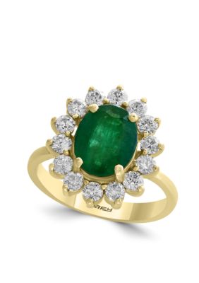 Effy 14K Yellow Gold Emerald And Diamond Ring