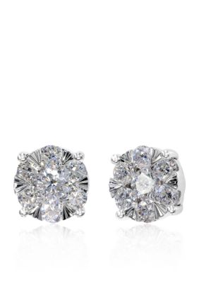 Effy 0.84 Ct. T.w. Diamond Cluster Earrings In 14K White Gold
