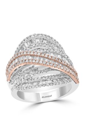 Effy 1.65 Ct. T.w. Diamond Ring In 14K White And Rose Gold