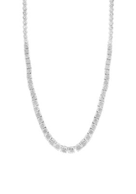 Effy 3/8 Ct. T.w. Diamond Illusion Tennis Necklace In Sterling Silver