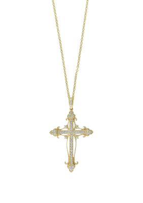 Effy 1/3 Ct. T.w. Diamond Cross Necklace In 14K Yellow Gold