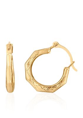 Belk & Co. Baby Facet Hoop Earrings in 14K Yellow Gold | belk