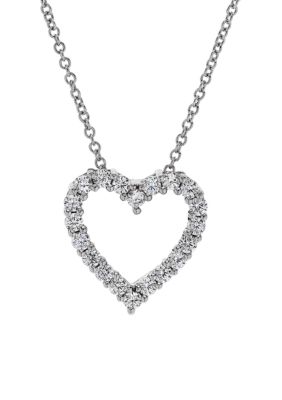 Belk & Co 1/2 Ct. T.w. Diamond Heart Pendant Necklace In 10K White Gold
