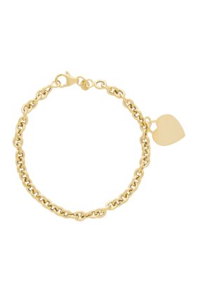 Belk & Co Dangle Heart Charm Bracelet In 10K Yellow Gold
