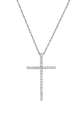 Belk & Co 1/4 Ct. T.w. Diamond Cross Pendant Necklace In Sterling Silver