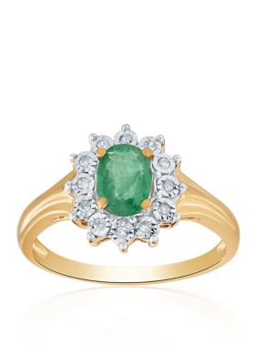 Belk & Co. Emerald and Diamond Ring in 10k Yellow Gold | belk