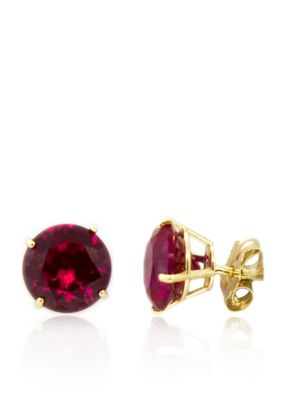 Belk & Co. Ruby Stud Earrings in 10K Yellow Gold | belk
