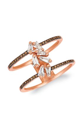 Le Vian Baguette Frenzyâ¢ 1/3 C.t T.w Vanilla Diamonds And 1/8 Ct. T.w. Chocolate Diamonds Ring In 14K Strawberry Gold