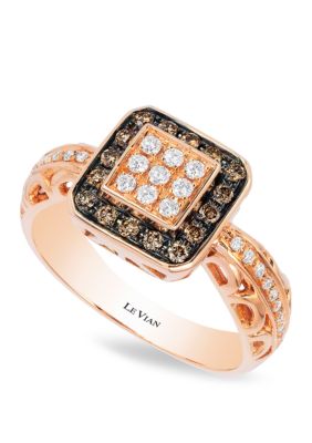 Le Vian 1/8 Ct. T.w. Chocolate Diamonds And 1/8 Ct. T.w. Vanilla Diamonds Ring In 14K Strawberry Gold