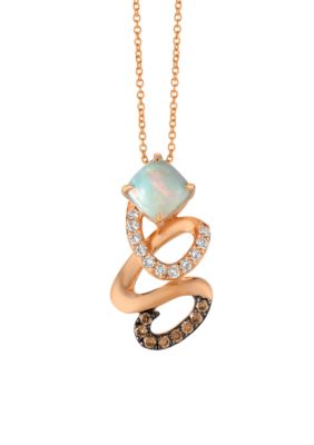Le Vian Neopolitan Opal And Chocolate & Vanilla Diamonds Pendant In 14K Strawberry Gold