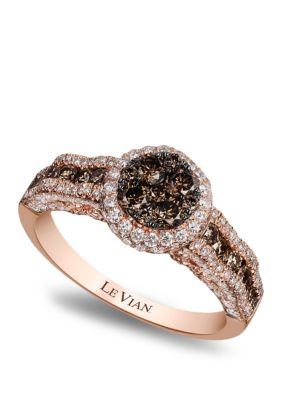 Le Vian® 2/3 ct. . Chocolate Diamonds® and 2/3 ct. . Vanilla  Diamonds® Ring in 14k Strawberry Gold™ | belk