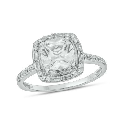 Belk & Co 1/5 Ct. T.w. Diamond And 1.80 Ct. T.w. Created White Sapphire Ring In Streling Silver