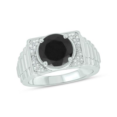 Belk & Co Diamond Accent And 4.25 Ct. T.w. Natural Onyx Men's Ring In Sterling Silver