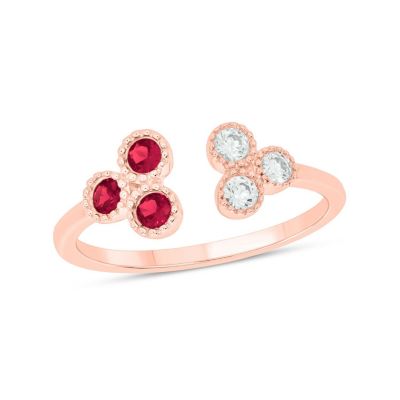 Belk & Co 1/6 Ct.t.w Diamond & 1/4 Ct.t.w Ruby Round Shape Natrual Color Stone Ring In 10K Gold