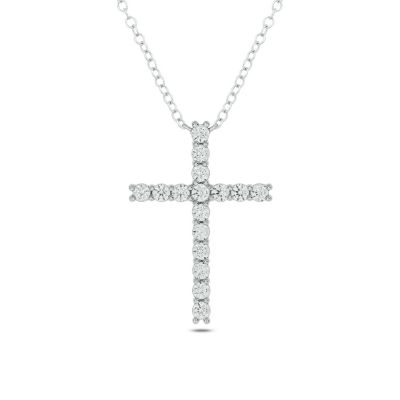 Belk & Co 1 1.2 Ct. T.w Natrual White Diamond Cross Pendant Necklace In 14K Gold