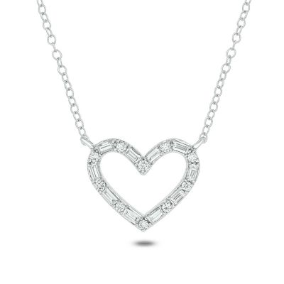 Belk & Co 1/4 Ct. T.w White Diamond Heart Shape Pendant Necklace In 10K Gold