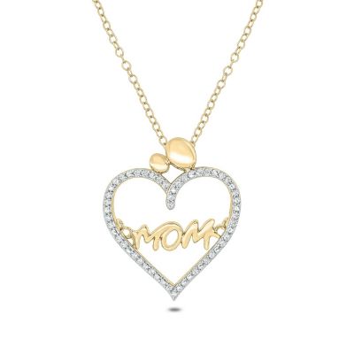 Belk & Co 1/10 Ct. T.w Diamond Adorable Heart Pendant Necklace In 10K Gold