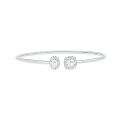 Belk & Co Lab Created 1/5 Ct. T.w. Diamond & White Sapphire Gemstone Flex Bangle In Sterling Silver