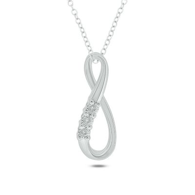 Belk & Co Sterling Silver Round White Diamond Accent Infinity Pendant Necklace In Sterling Silver