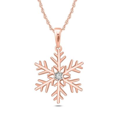 Belk & Co Diamond Accent Snow Flake Pendant Necklace In 10K Gold
