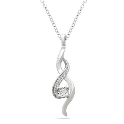 Belk & Co Diamond Accent Swril Pendant Necklace With Miracle Plate In Sterling Silver