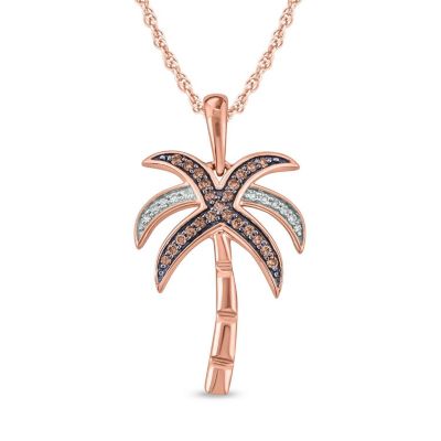 Belk & Co 1/6 Ct.t.w Diamond Coconut Tree Pendant Necklace In 10K Gold
