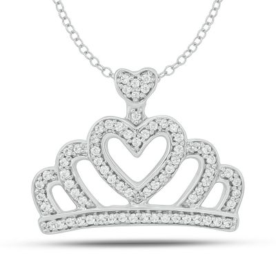 Belk & Co 1/6 Ct.t.w Round White Diamond Crown Pendnat Necklace In 10K Gold