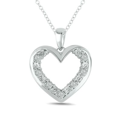 Belk & Co Diamond Accent Heart Pendant Necklace In Sterling Silver
